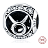 Taurus, zodiac sign, silver + cubic zirconia bracelet pendant, ball 9 mm 1 piece