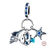 Charm Sterling Silver 925 Fish, Shell, Starfish 3-in-1, Sea Bracelet Pendant