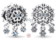 Charm Sterling silver 925 Ice snowflake bead bracelet Christmas