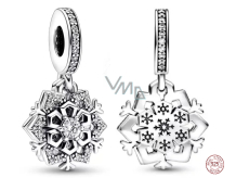 Sterling silver 925 Snowflake with cubic zirconia 2in1, Christmas bracelet pendant