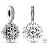 Sterling silver 925 Snowflake with cubic zirconia 2in1, Christmas bracelet pendant