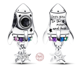 Charm Sterling silver 925 Rocket - I love you, love bracelet pendant