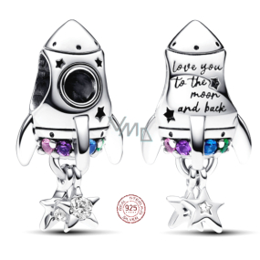 Charm Sterling silver 925 Rocket - I love you, bead on bracelet love