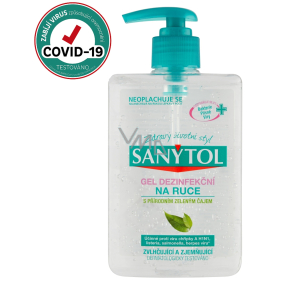 Sanytol Disinfection disinfectant hand gel with Green Tea, destroys viruses and bacteria with a 250 ml dispenser