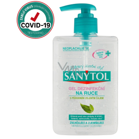 Sanytol Disinfection hand disinfectant gel with Green Tea, kills viruses and bacteria with dispenser 250 ml