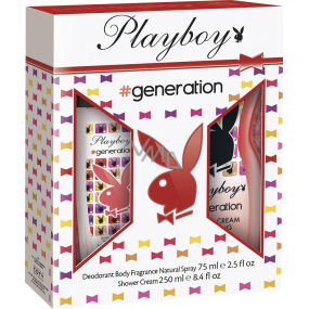 Playboy Generation for Her perfumed deodorant glass 75 ml + shower gel 250 ml, cosmetic set
