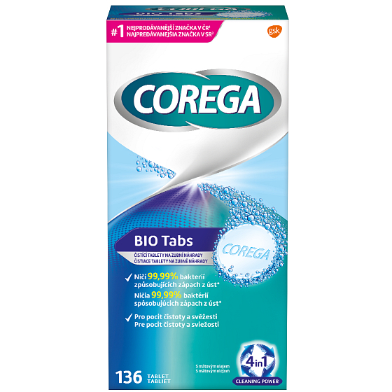Corega Tabs Antibacterial 3min cleaning tablets for denture prostheses 136 pieces