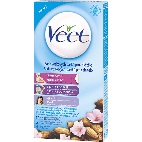 Veet full body wax strips with a strip for easy grip on the whole body of 22 pieces