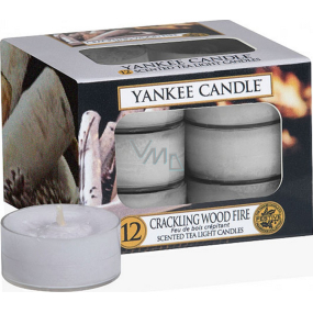 Yankee Candle Crackling Wood Fire - Crackling Fire in the Fireplace Scented Tea Candle 12 x 9.8 g