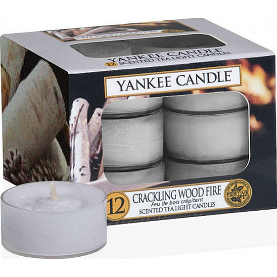 Yankee Candle Crackling Wood Fire - Crackling Fire in the Fireplace Scented Tea Candle 12 x 9.8 g