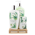 Bohemia Gifts Cannabis Hemp Oil Liquid Soap 300 ml + Body Lotion 250 ml + Solid Soap 100 g, Wooden Pallet Cosmetic Set