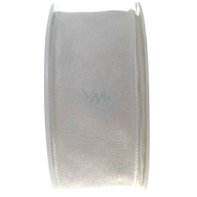 Ditipo Fabric ribbon with wire white 3 mx 25 mm