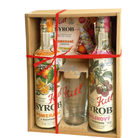 Kitl Syrob Bio Orange with pulp syrup 500 ml + Raspberry with pulp syrup 500 ml + glass 200 ml, gift box