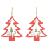 Wooden hanging tree red 8 cm 2 pieces