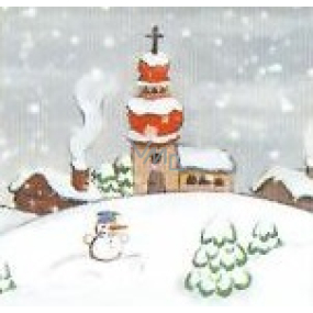 Nekupto Christmas gift cards Snowy church with a snowman 6.5 x 6.5 cm 6 pieces