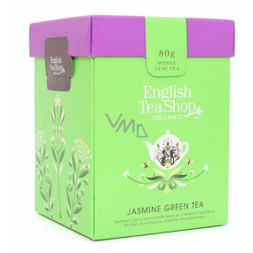 English Tea Shop Bio Green tea with Jasmine and Bezinka loose 80 g + wooden measuring cup with buckle