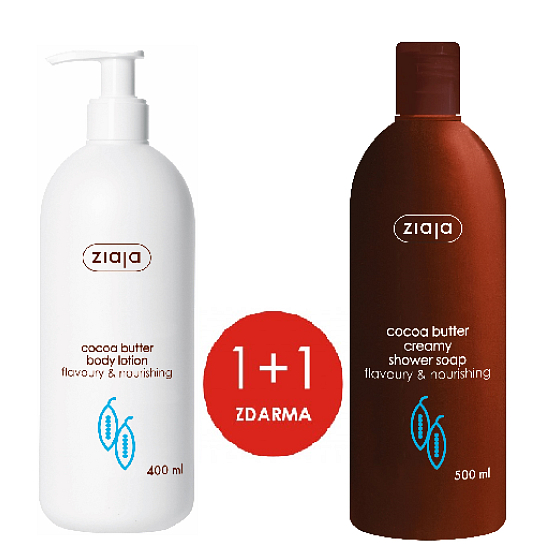 Ziaja Cocoa Butter Body Lotion 400 ml + Creamy Shower Soap 500 ml, duopack