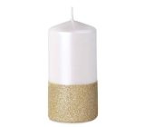 Emocio Perla with glitter candle bicolour white cylinder 60 x 120 mm