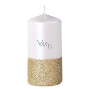 Emocio Perla with glitter candle bicolour white cylinder 60 x 120 mm