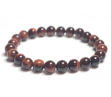 Tiger eye red / Bull's eye bracelet elastic natural stone, ball 8 mm / 16-17 cm, stone of the sun and earth, brings luck and wealth