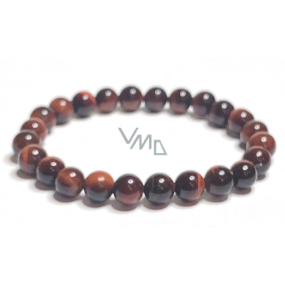 Tiger eye red / Bull's eye bracelet elastic natural stone, ball 8 mm / 16-17 cm, stone of the sun and earth, brings luck and wealth