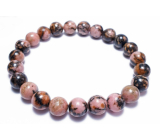 Rhodonite darker bracelet elastic natural stone, ball 8 mm / 16-17 cm, stone of forgiveness