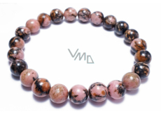 Rhodonite darker bracelet elastic natural stone, ball 8 mm / 16-17 cm, stone of forgiveness