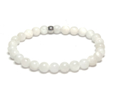 Moonstone white bracelet elastic natural stone, ball 6 mm / 16-17 cm, stone of destiny