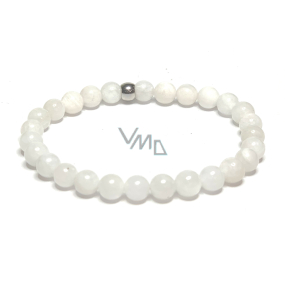 Moonstone white bracelet elastic natural stone, ball 6 mm / 16-17 cm, stone of destiny