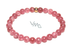 Quartz strawberry bracelet elastic natural stone, ball 6 mm / 16-17 cm, AAA quality, the most perfect healer