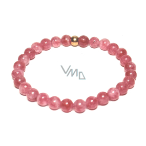 Quartz strawberry bracelet elastic natural stone, ball 6 mm / 16-17 cm, AAA quality, the most perfect healer