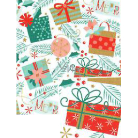 Nekupto Christmas gift wrapping paper 70 x 500 cm White with presents