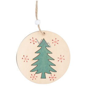 Wooden tree ornament for hanging Natural 9 cm