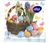 Aha Paper Napkins 3 layers 33 x 33 cm 20 pieces Easter white, brown basket with eggs