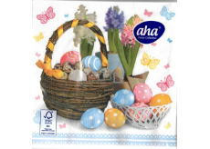 Aha Paper Napkins 3 layers 33 x 33 cm 20 pieces Easter white, brown basket with eggs