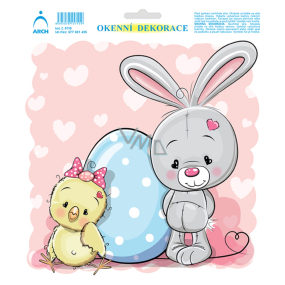 Arch Easter sticker, window film without adhesive Bunny with chick 20 x 23 cm
