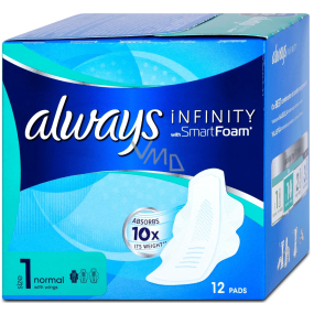 Always Infinity Normal Sanitary Pads with Wings 12 pieces