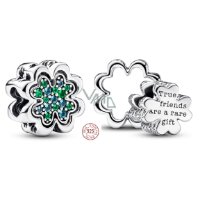 Charm Sterling silver 925 Four-leaf clover split, 2in1 bead on lucky bracelet