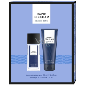 David Beckham Classic Blue perfumed deodorant glass for men 75 ml + shower gel 200 ml, cosmetic set for men