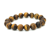 Tiger eye yellow bracelet elastic natural stone, ball 12 mm / 16-17 cm, stone of the sun and earth, brings luck and wealth
