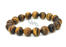Tiger eye yellow bracelet elastic natural stone, ball 12 mm / 16-17 cm, stone of the sun and earth, brings luck and wealth