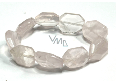 Rose quartz bracelet, elastic natural stone, 16 - 17 cm, stone of love