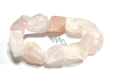 Rose quartz bracelet, elastic natural stone, 19 x 15 x 27 mm / 16 - 17 cm, stone of love