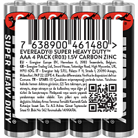 Eveready AAA zinc-chloride batteries, 4 pcs
