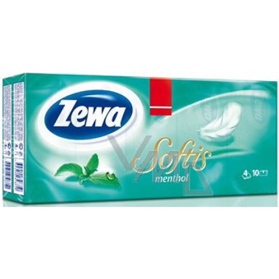 Zewa Softis Menthol paper perfumed handkerchiefs 4 ply 10 x 10 pieces