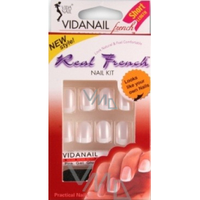 Vidanail Real French Artificial Nails for French Manicure 24 Pieces Silver