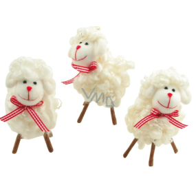 Sheep made of wool with a red bow 10 cm 1 piece