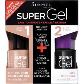 Rimmel London Super Gel by Kate nail polish 012 Soul Session 12 ml + Super Gel Top Coat top coat nail 001 Transparent 12 ml, duopack
