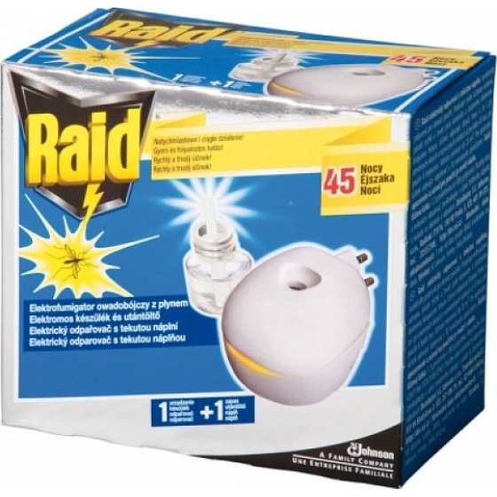Raid electric vaporizer with liquid filling 45 nights against flying insects