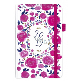 Albi Diary 2019 pocket with rubber roses 9,5 x 15 x 1,3 cm